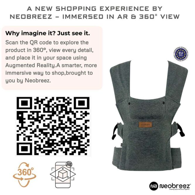 Neobreez ZAVII 2-In-1 Baby Carrier (0m+) Up to 3.5-12kg - Dark Gray