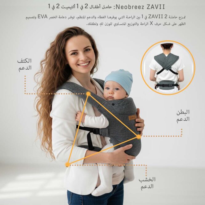 Neobreez ZAVII 2-In-1 Baby Carrier (0m+) Up to 3.5-12kg - Dark Gray