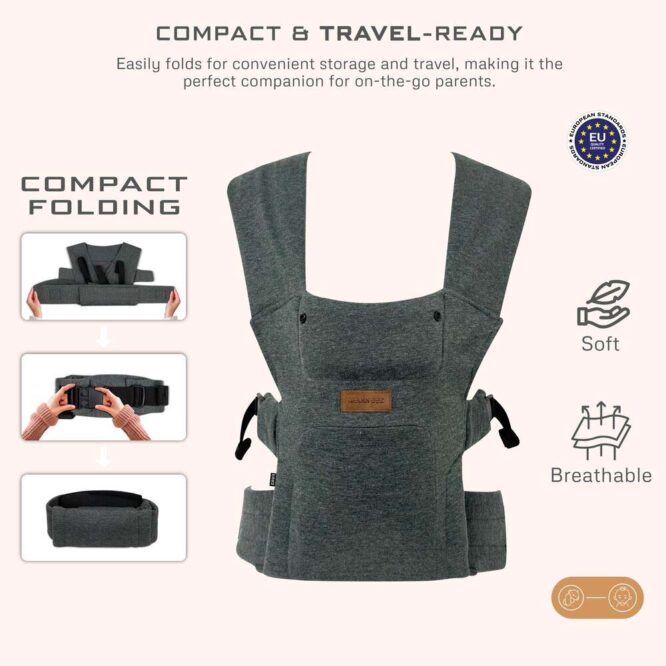 Neobreez ZAVII 2-In-1 Baby Carrier (0m+) Up to 3.5-12kg - Dark Gray