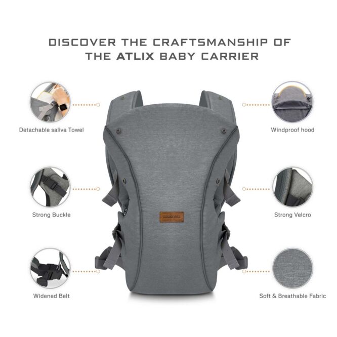 Neobreez ATLIX 3-In-1 Baby Carrier (0m+) Up to 3.5-15kg - Dark Gray