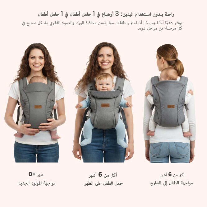 Neobreez ATLIX 3-In-1 Baby Carrier (0m+) Up to 3.5-15kg - Dark Gray