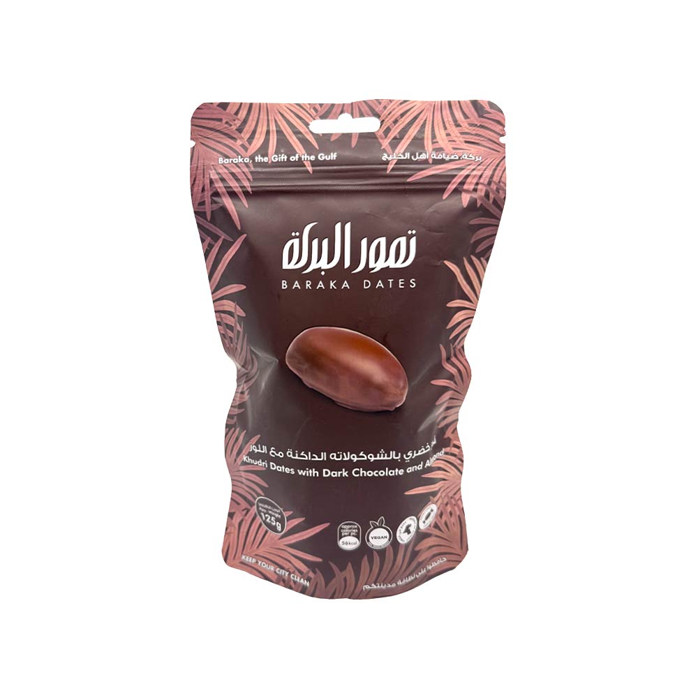 Baraka Dates Pouch - Khudri Dates with Dark Chocolate & Almond 125g