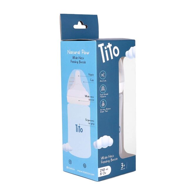 Tito Natural Flow Wide Neck Feeding Plastic Bottle (3m+) 240ml
