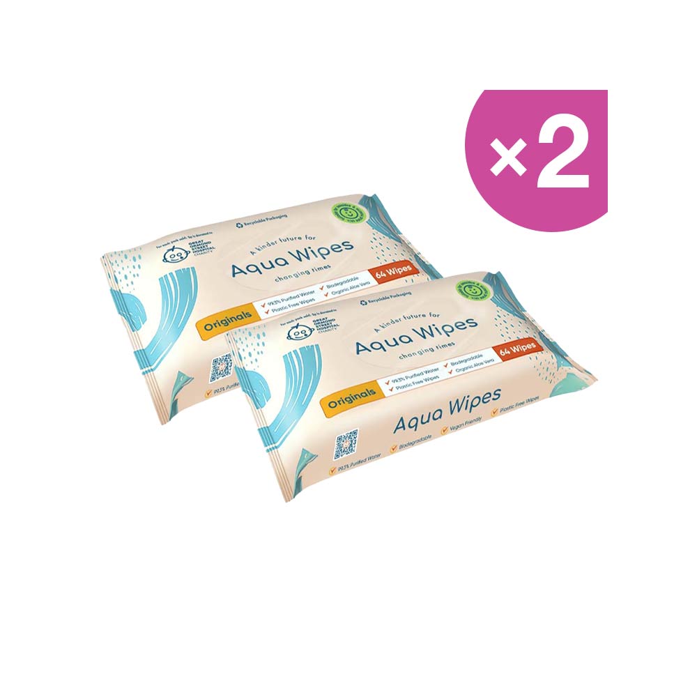 Aqua Wipes Originals - 64 Wipes | Pack of 2