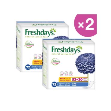 Freshdays Long Unscented - 72 Pantyliners Mega Pack | Pack of 2