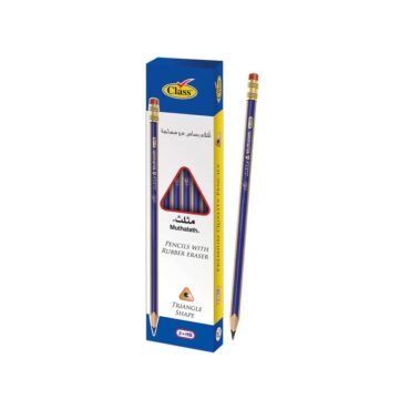 Class Triangle Shape HB Pencils with Eraser - 12 Pencils