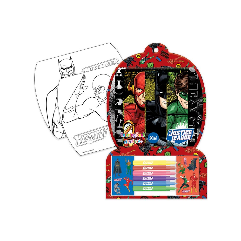 Coloring Book with 6 Markers & 2 Stickers - Justice League