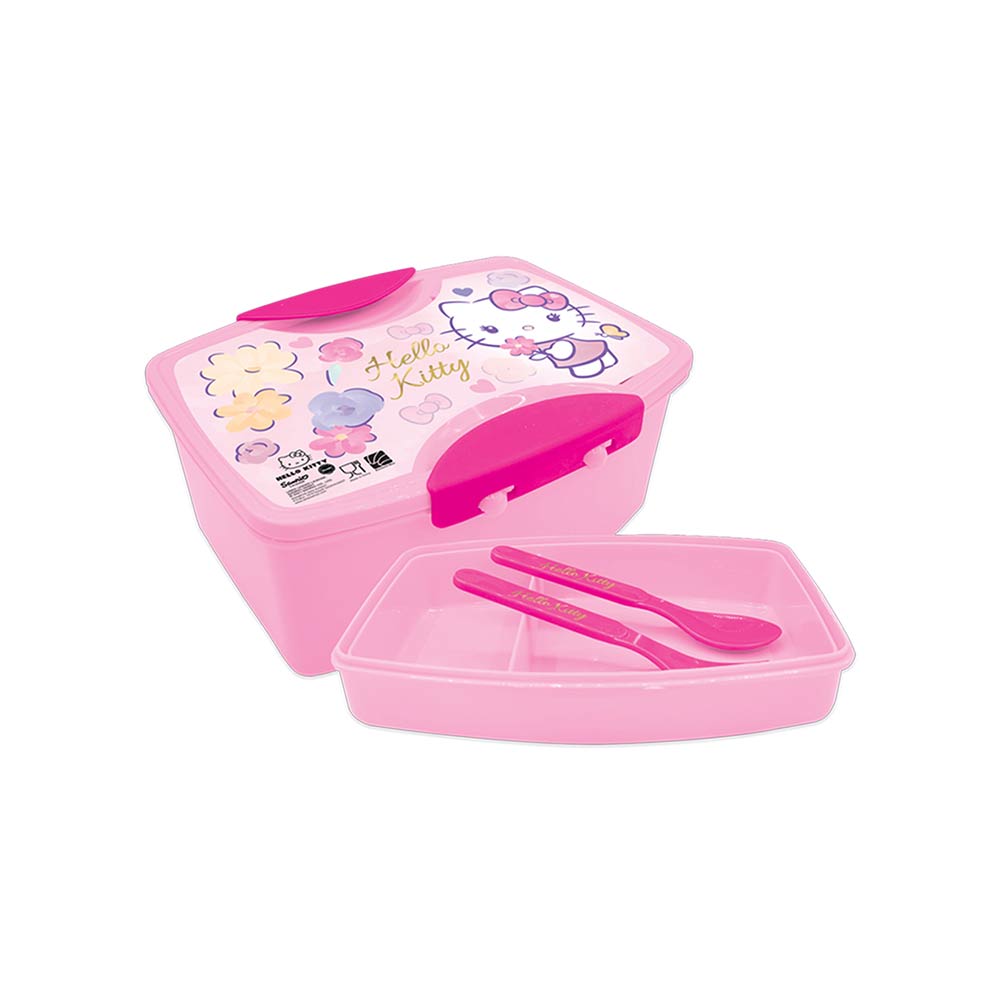 Kids Lunch Box with Fork & Spoon - Hello Kitty Love