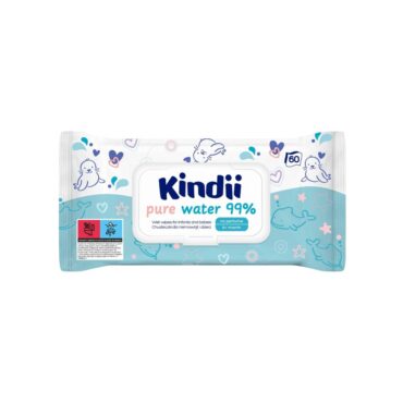 Kindii Baby Wet Wipes Pure Water 99% - 60 Wipes | 3+1 FREE
