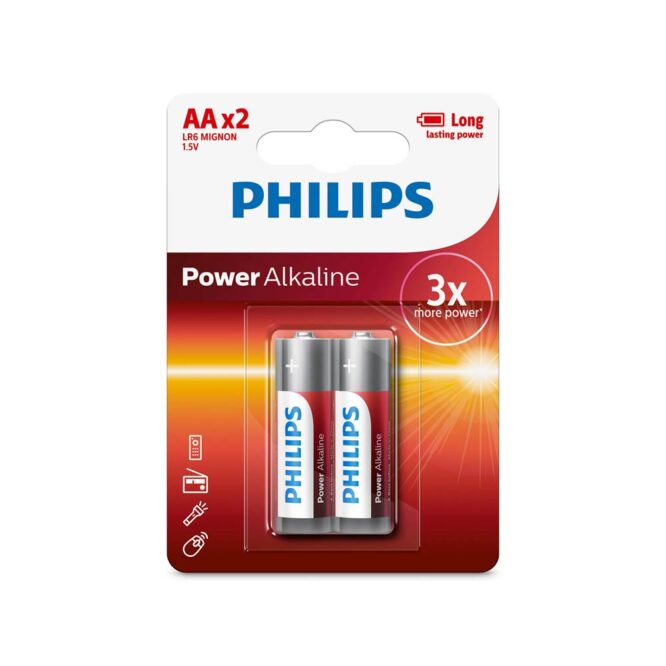 Philips Power Alkaline Battery AA 1.5V - 2 Batteries