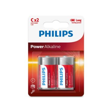 Philips Power Alkaline Battery C 1.5V - 2 Batteries