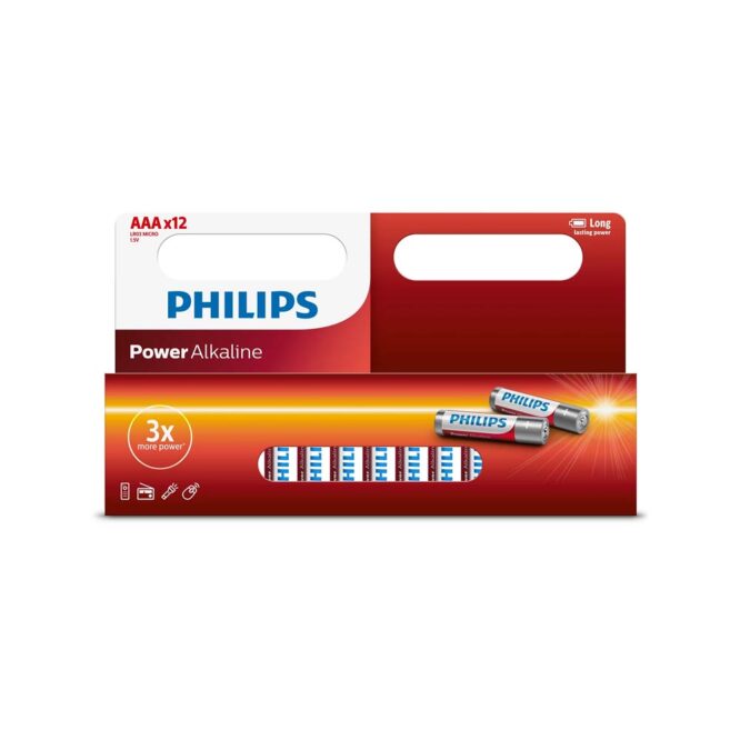 Philips Power Alkaline Battery AAA 1.5V - 12 Micro Batteries