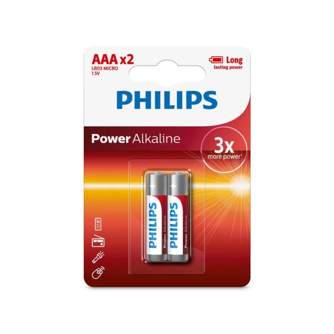 Philips Power Alkaline Battery AAA 1.5V - 2 Micro Batteries