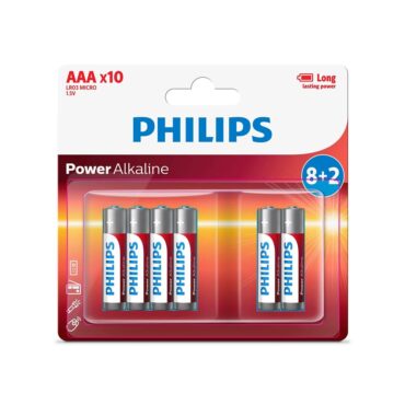 Philips Power Alkaline Battery AAA 1.5V Promo Pack - 8+2 Micro Batteries
