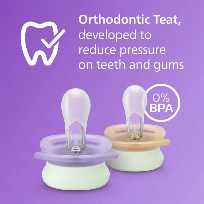 Philips Avent Ultra Start Nighttime Soothers (0-2m) for Girl, 2 Pcs