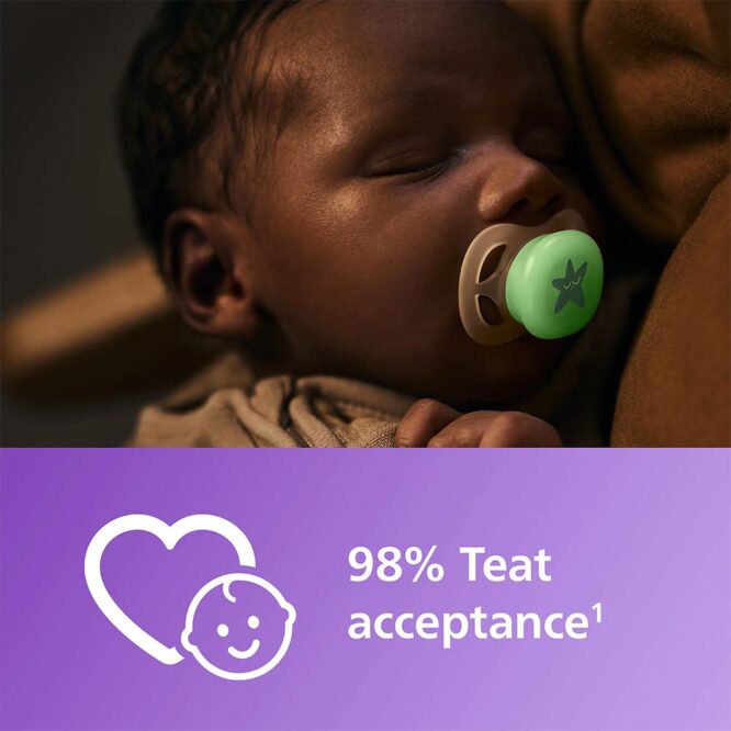 Philips Avent Ultra Start Nighttime Soothers (0-2m) for Girl, 2 Pcs