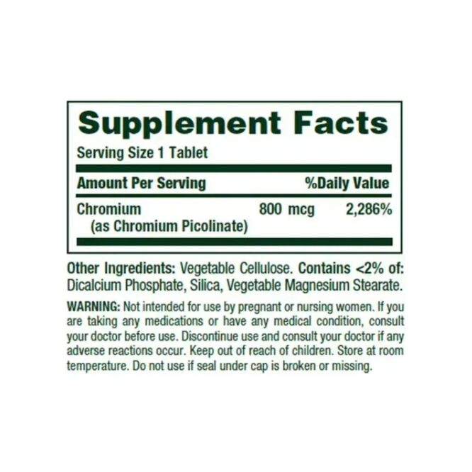 Natures Bounty Chromium 800mcg 50 Tablets