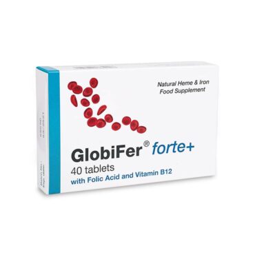 GlobiFer Forte Plus with Folic Acid & Vitamin B12 (Natural Heme & Iron Food Supplement) 40 Tablets