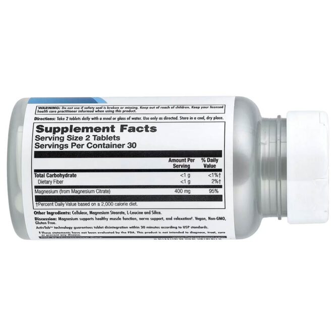 Kal Magnesium Citrate 400 (for Relaxation Support) 60 Tablets