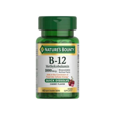 Natures Bounty B12 Methylcobalamin 1000mcg, Cherry Flavor - 60 Quick Dissolve Tablets