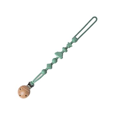 Ninoo Silicone Pacifier Clip (Wooden) Dark Green