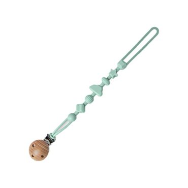 Ninoo Silicone Pacifier Clip (Wooden) Light Green
