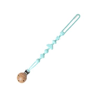 Ninoo Silicone Pacifier Clip (Wooden) Blue