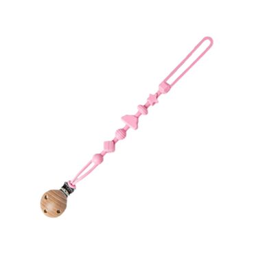 Ninoo Silicone Pacifier Clip (Wooden) Light Pink