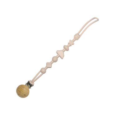 Ninoo Silicone Pacifier Clip (Wooden) Beige