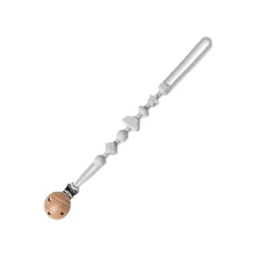 Ninoo Silicone Pacifier Clip (Wooden) Gray Blue