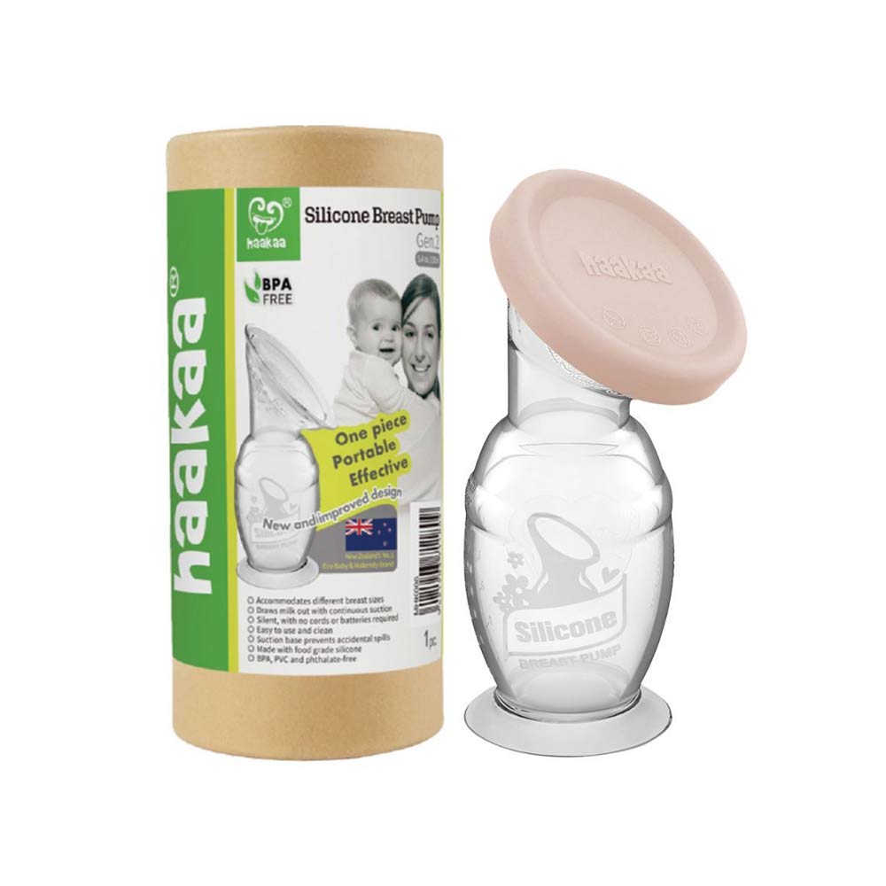 Haakaa Silicone Breast Pump with Suction Base & Silicone Cap 100ml - Blush