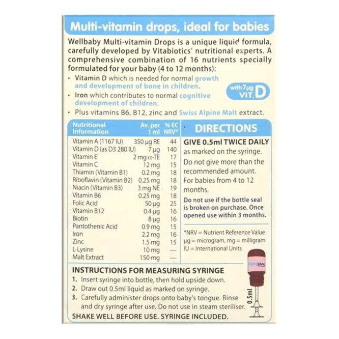 Vitabiotics Wellbaby Multi-Vitamin Drops (1-12m) 30ml