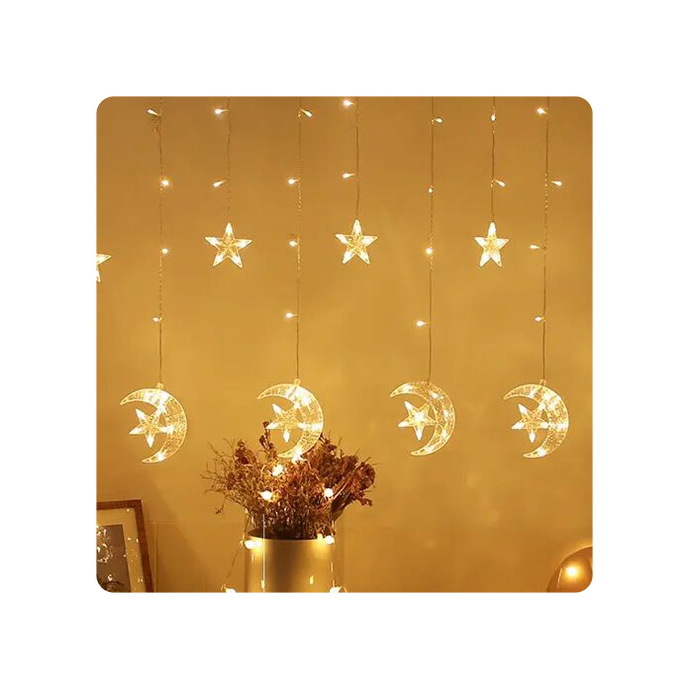 Ramadan Acrylic Battery String Lights 3 Meter - Large Crescent with Stars