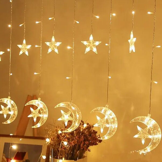 Ramadan Acrylic Battery String Lights 3 Meter - Large Crescent with Stars