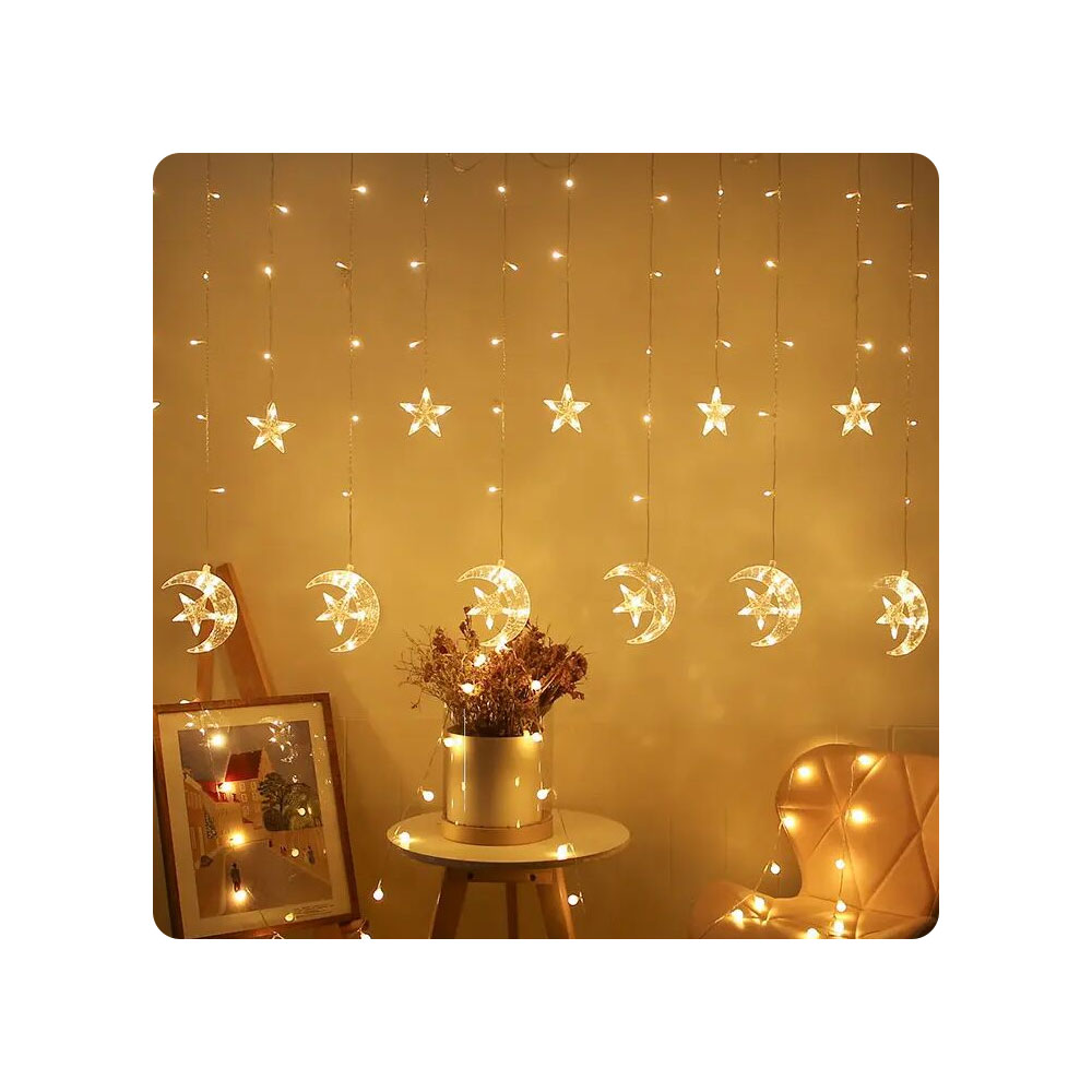 Ramadan Acrylic Battery String Lights 3 Meter - Small Crescent with Stars