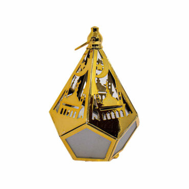 Ramadan Gold Pyramid Battery LED Lantern 15cm - Gold