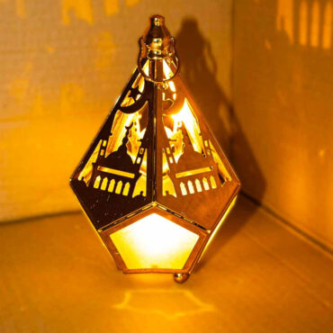 Ramadan Gold Pyramid Battery LED Lantern 15cm - Gold