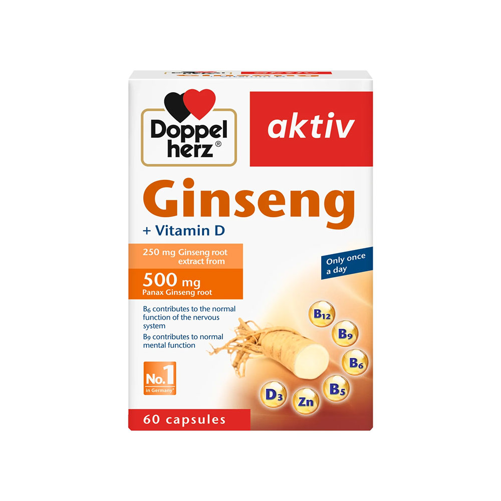 Doppel Herz Ginseng + Vitamin D for Nervous System - 60 Capsules