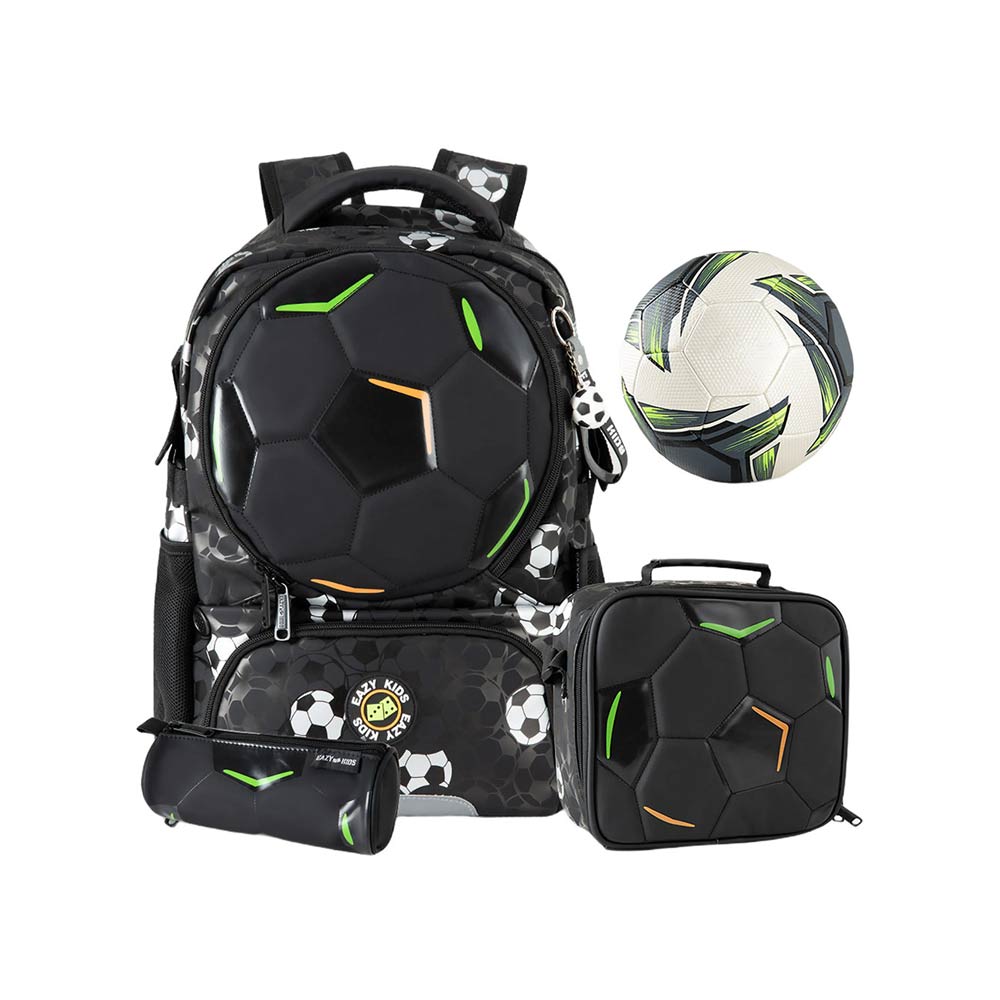 Eazy Kids School Backpack Set of 3 - Football Black