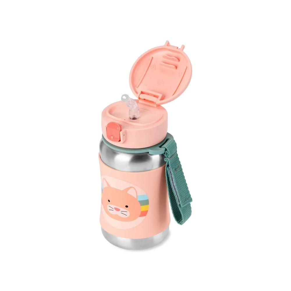 Skip Hop Zoo Stainless Steel Straw Bottle 350ml (12m+) Cat