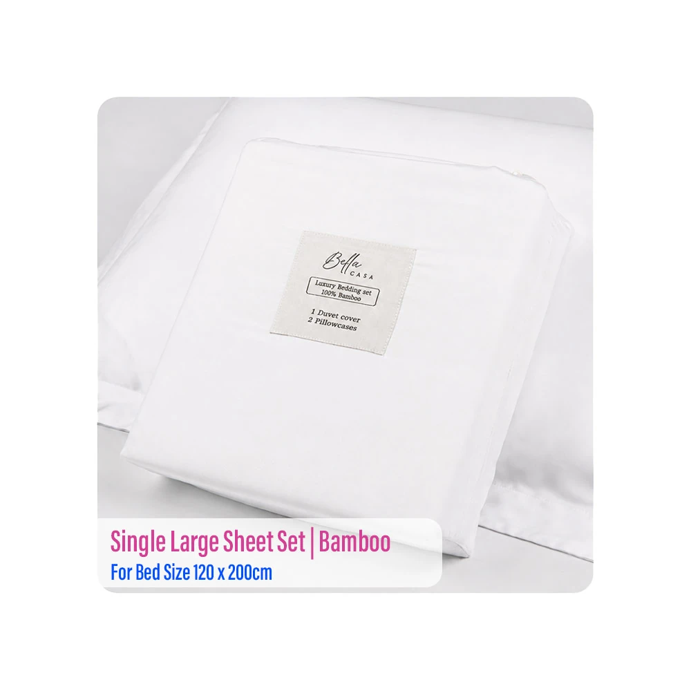 Bella Casa Luxury Single Large Sheet Set (Bamboo) White