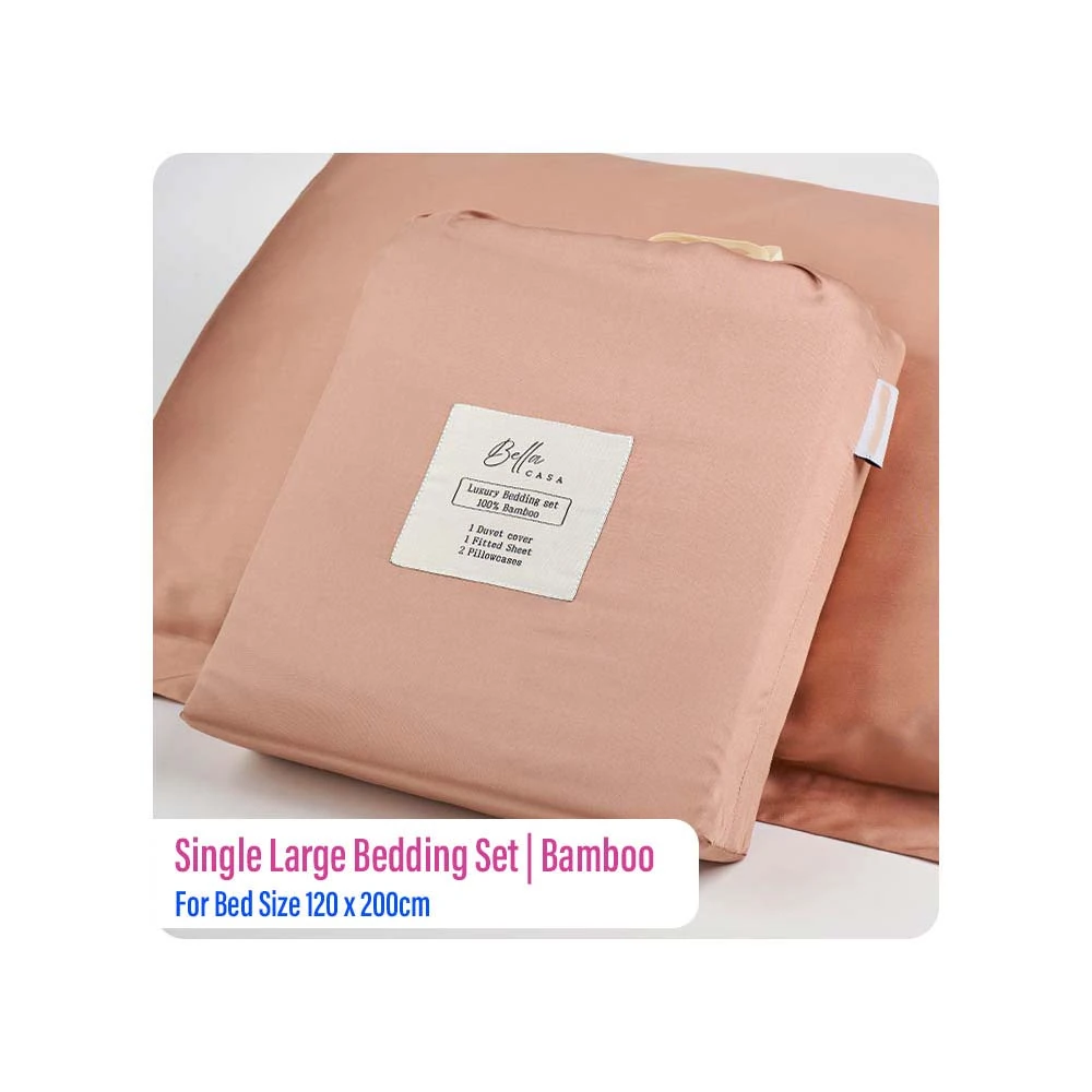 Bella Casa Luxury Single Bedding Set | Large (Bamboo) Dusty Rose