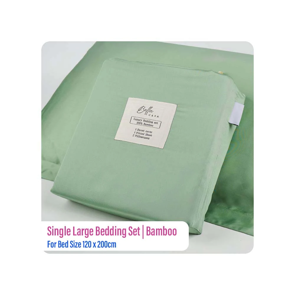 Bella Casa Luxury Single Bedding Set | Large (Bamboo) Green