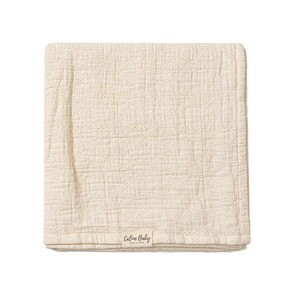 Caline Baby 2-Layer Embroidered Muslin | Hyacinth, Beige